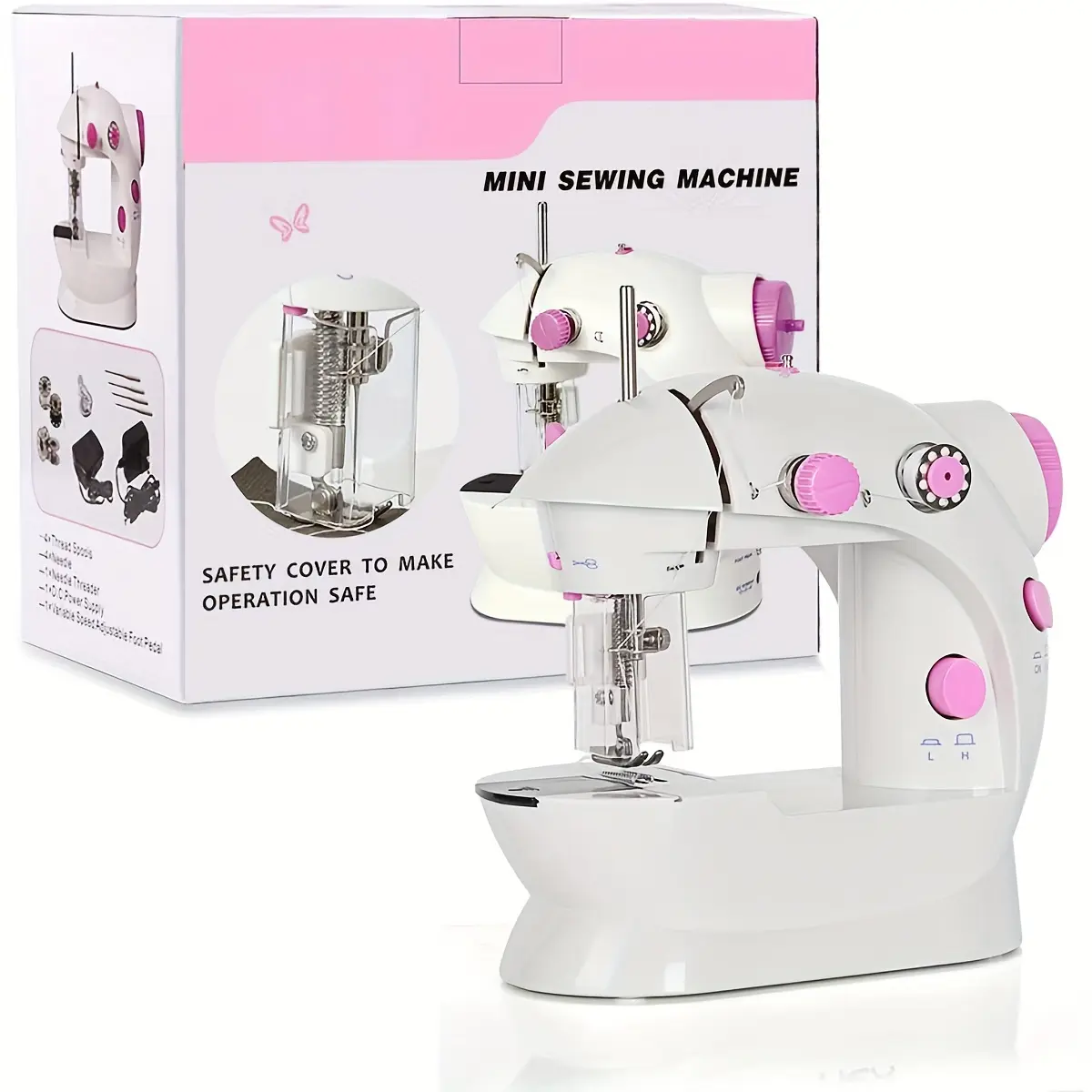 1 Beginner Mini Sewing Machine, Portable Dual Speed Sewing Machine with Needle Protector, Children, Women, Family And Travel, Travel Sewing, Compact Design, Reliable Performance, Needle Protector Included, Beginner Sewers#tiktokshopsummersale