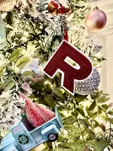 Peace of Annie Handmade Glitter Initial Ornament – Fabric Letter Christmas Decor