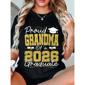 100% Cotton Proud Grandma of A 2026 Graduate Senior 2026 Grad Family T-Shirt