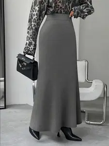 High Waist A-Line Fish Tail Skirt, Chic Flowy Slimming Not Tight, Office Date Versatile Long Skirt, All Seasons Casual Fitted Plain Skirt