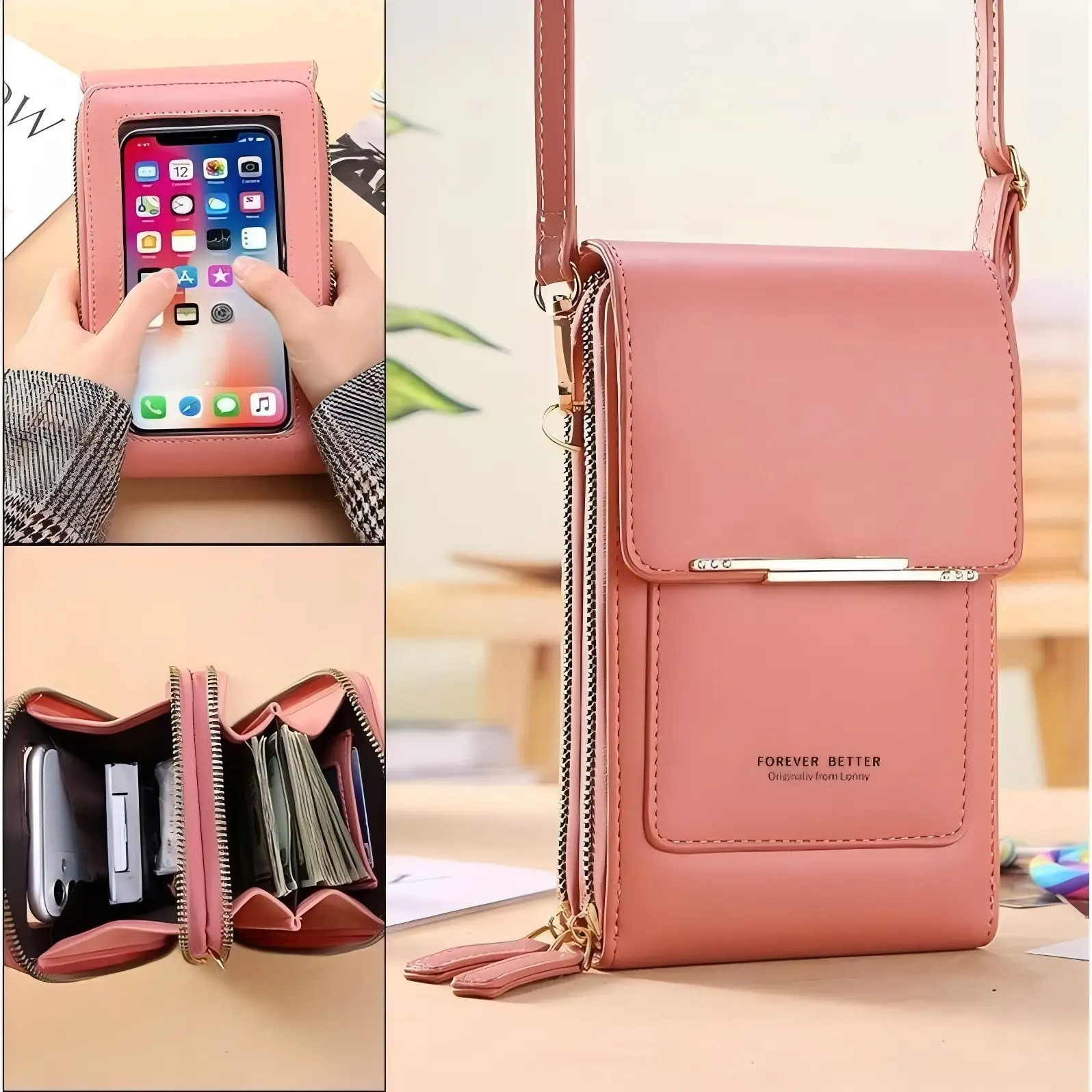 2026 Trendy Minimalist Elegant Women's Touchscreen Crossbody Phone Wallet | Multi Card Slots & Coin Pouch | Adjustable Strap | Water-Resistant | Hands-Free for Shopping Travel | Multiple Colors Must-Have Accessory, Adjustable Crossbody Bag, Purse tiktoksh