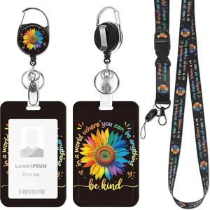 Z-BR24   Teacher Lanyard with ID Holder, Colorful Alphabet Badge Holder with Retractable Reel Clip and Breakaway Lanyard, Gifts for Teachers