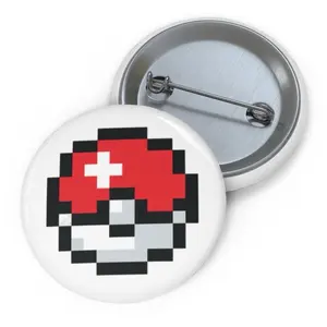 8Bit Pokeball Button Pin, Pokemon Pokéball Gift for Gamer, Gaming Button, Pokemon Gamer Pin, Gaming Fashion Accessories, Poke-ball Badge, Pokemon Gift 1.25” white casual