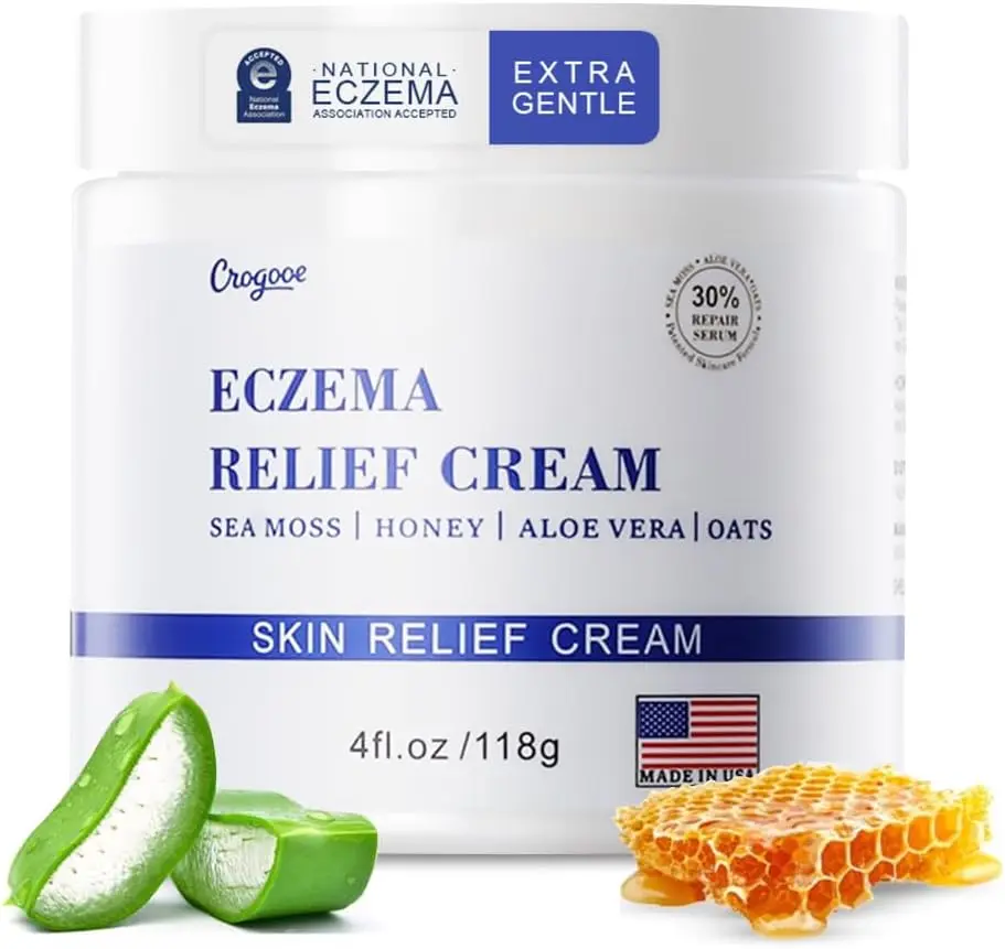 Eczema Relief Moisturizer - 4oz Vegan Oats & Botanicals Organic Gentle Nourishing Cream for Dry, Itchy, Irritable Skin - Universal Body Care & Hand Repair Lotion (Eczema Relief Moisturizers & Mists)
