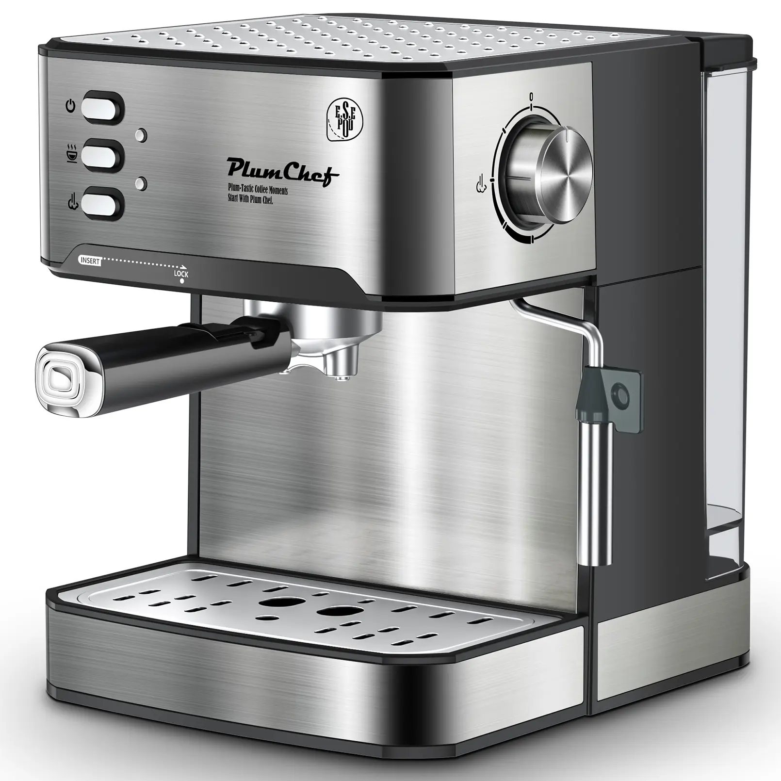 Home Barista 20-Bar Semi-Automatic Espresso Machine, Milk Frother Included, Single-Double Shot, ESE Pod Compatible, Removable Water Tank for Cappuccino, Latte