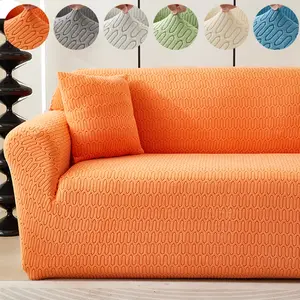 Elastic Waterproof Sofa Cover with Free Pillowcase Stretchable Durable Nylon Polyester Blend Color Block Design for Living Room Bedroom Office Furniture Protector