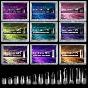 240 PCS - Nail Stickers, available in Pointed, Square, Almond and Ballet shapes, pre-shaped transparent semi-matte frosted acrylic nail art set