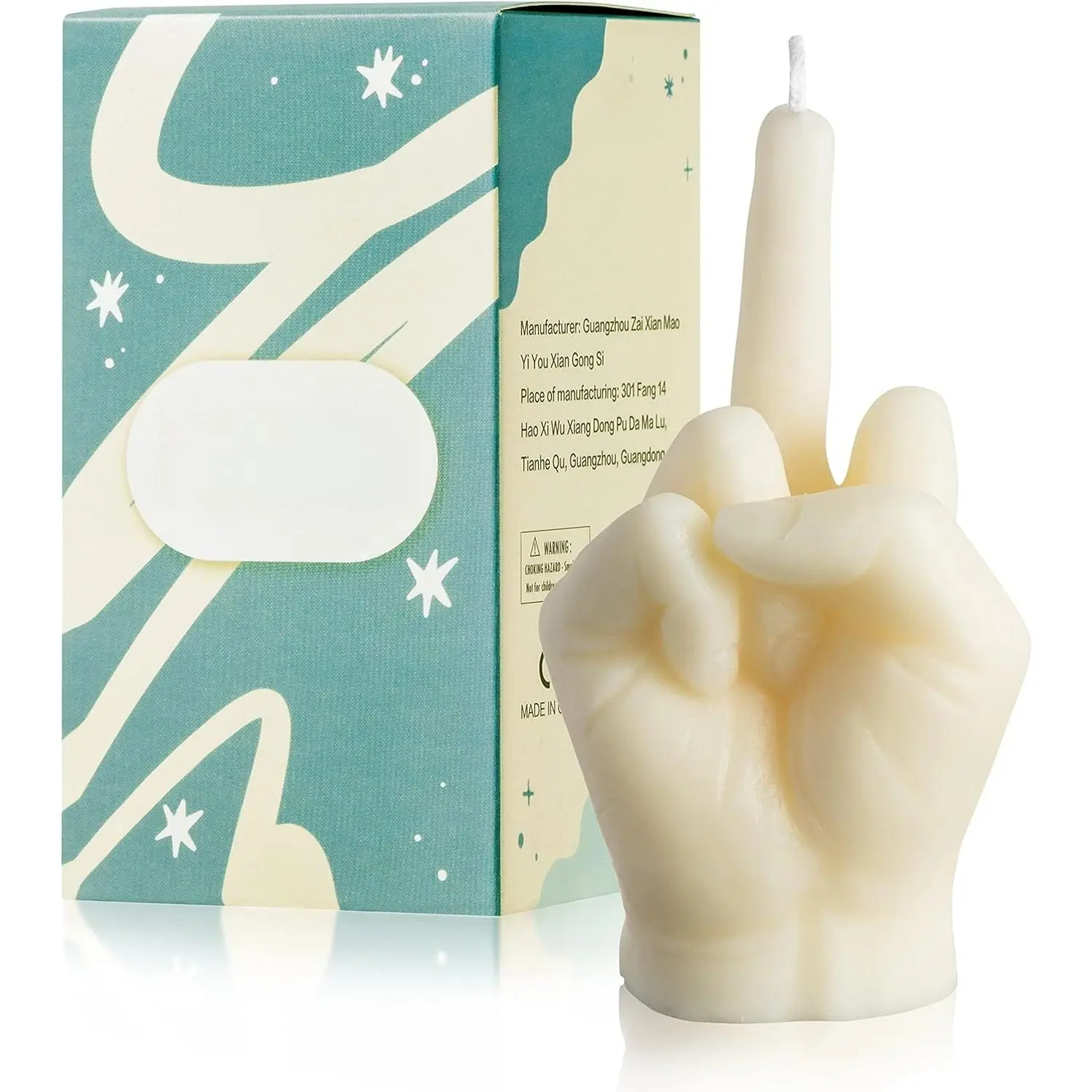 X-CDE01 Middle Finger Hand Gesture Scented Candle - Danish Pastel Pine Aroma Natural Wax Freshener, Small Size Sleep Aid Soy Wax Aromatherapy Candle, Milky Wood Light Desk Sculpture Ornament, Home Bedroom Decor Gift (Home Supplies)