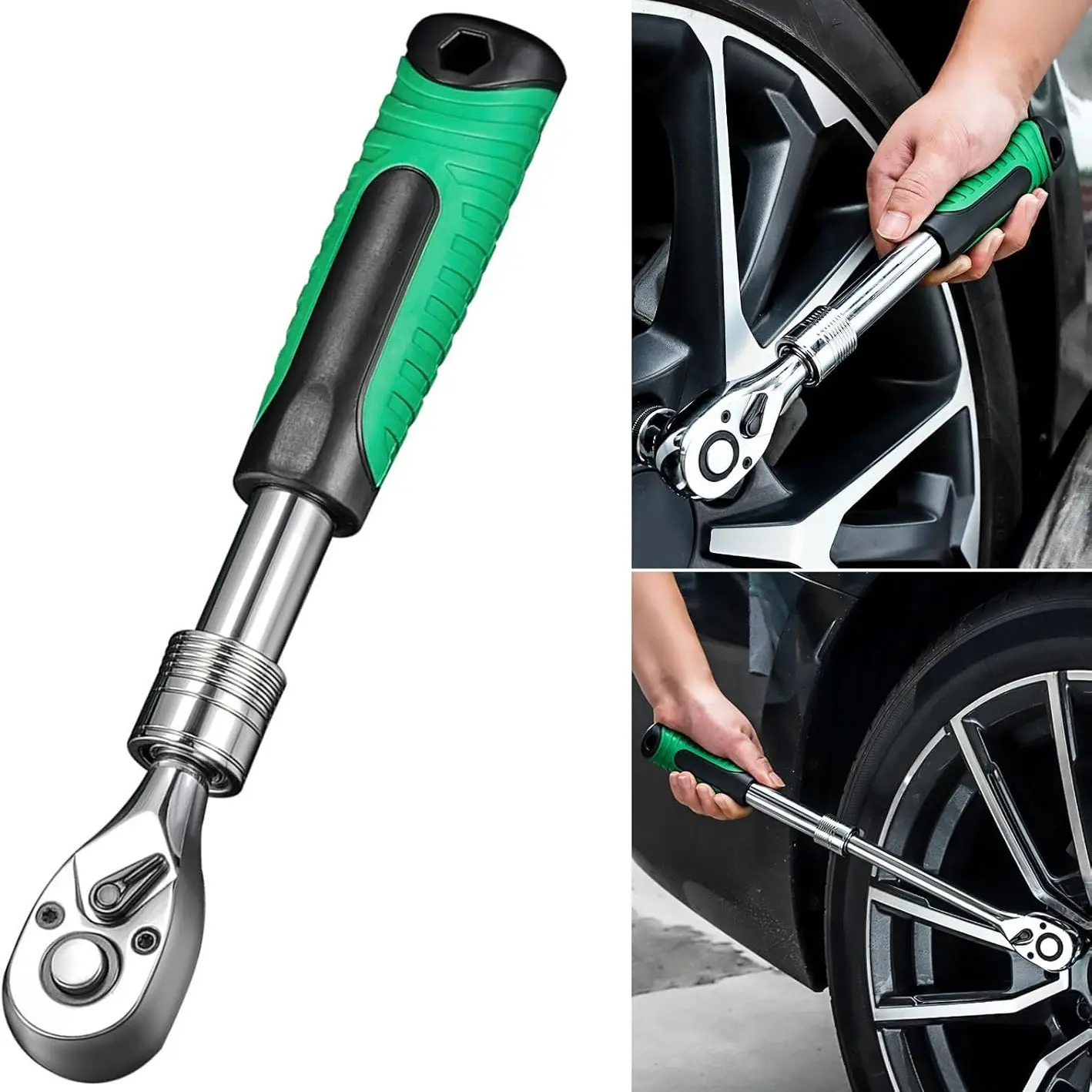 Industrial Grade Heavy Duty Full Set 72 Tooth Reinforced Extended Multi-Function Quick Adjustable Extendable Ratchet Wrench, Durable Tool for Mechanics