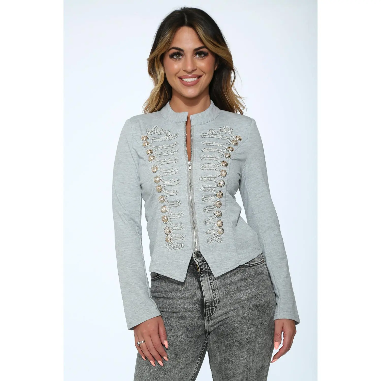C6169 Grey Military Jacket