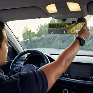 Rear View Mirror, Chrome Anti-glare Panoramic Rear Mirrors Universal 11.8 Inch Convex Car Interior Clip on Extra Big Wide Angle Rearview Mirror Extender to Reduce Blind Spot for Car SUV Trucks
