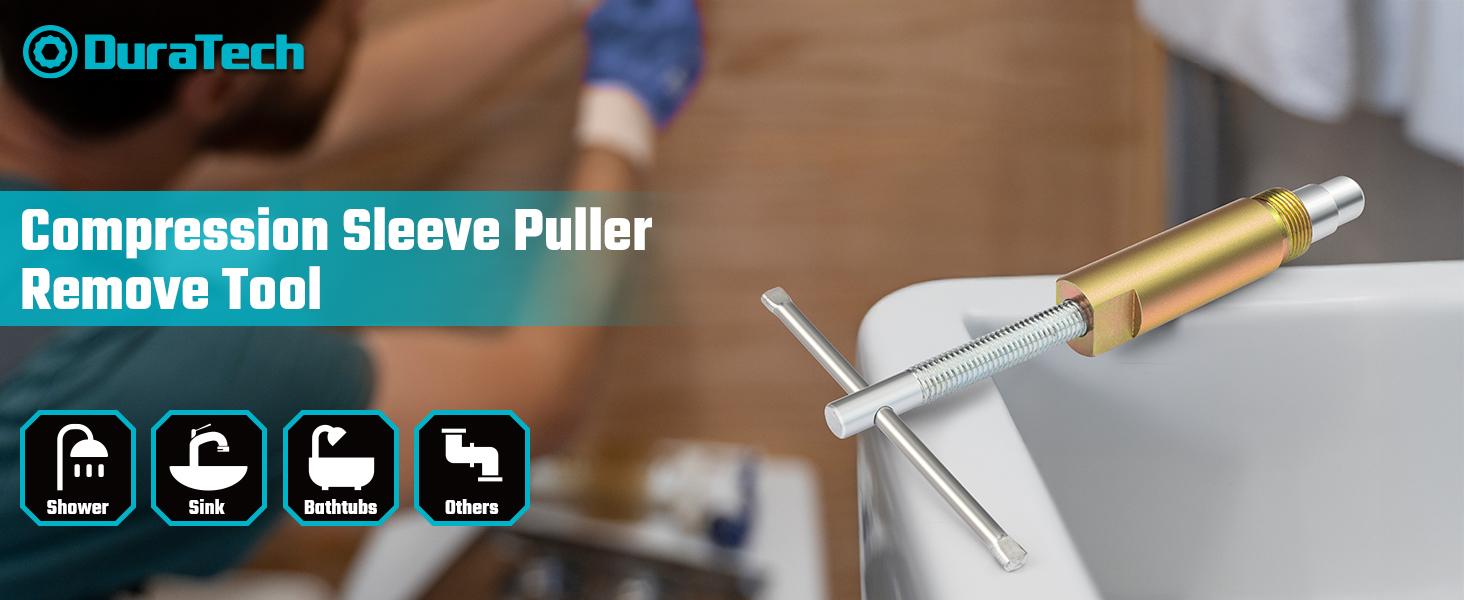 #fathersdaygift DURATECH Compression Sleeve Puller Tool, Ferrule Puller for 1/2 ” Compression Fittings, Without Damage, Corrosion Resistance, Remove Nut and Ferrule of Pipe in Kitchen, Sinks, and Bathtubs