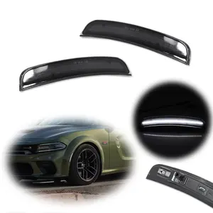 2pcs For Dodge Charger 2015 2016 2017 2018 2019 2020 2021 2022 Front Bumper Smoked White LED Side Marker Lamps Light,Replace OEM 68214404AA（Right Front）68214405AA（Left Front）
