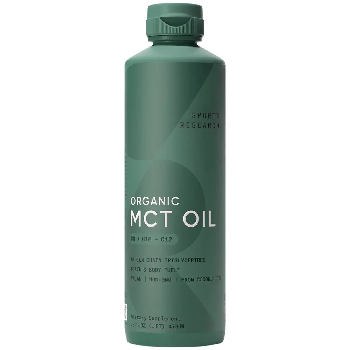 Sports Research Organic MCT Oil - Keto & Vegan MCTs C8, C10, C12 from Coconuts - Non-GMO & Gluten Free - Flavorless Oil - 16 oz