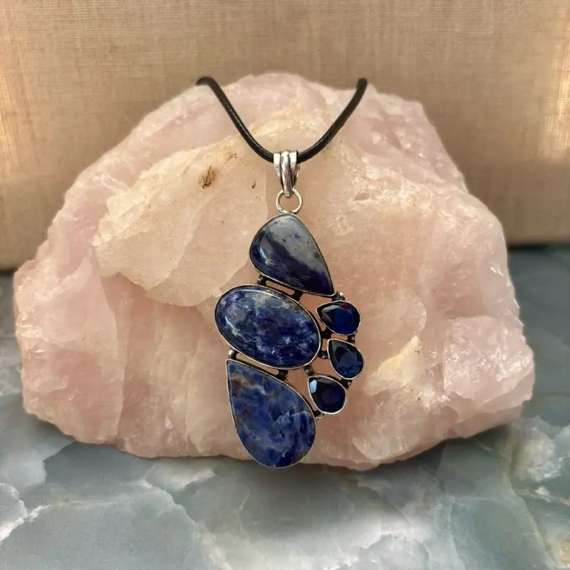 Handmade Tanzanite/ Sodalite Pendant On 925 Sterling Silver