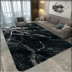 1 piece of black marble themed carpet, soft and absorbent, anti slip and wear-resistant, with good elasticity, suitable for living rooms, bedrooms, kitchens, bathrooms, and other home and outdoor decoration, durable and washable, can be used as pet mats