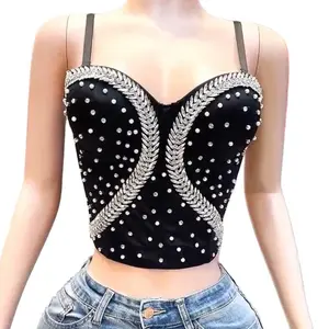 Women's Unique Spaghetti Strap Sleeveless Corset Top - Brillo Design Costume Clothes, Special Occasion Wear