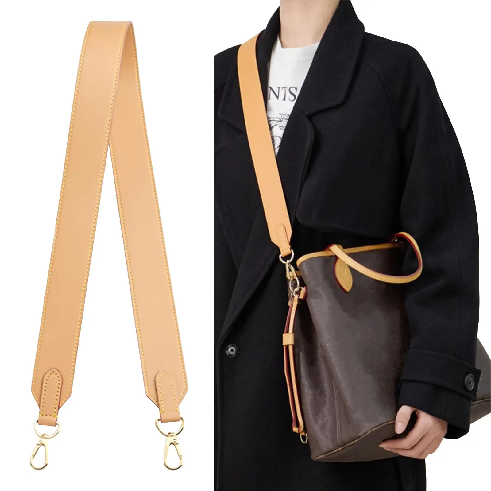 KIYOMIL Genuine Vachetta Leather Shoulder Strap - 27.5in Versatile, Durable Leather Replacement Strap foble Leather For Daily Bag Use  r Speedy 25/30 Style Bags for Daily Bag Use, Versatile Strap, Dura,Bag Strap Replacement for Tote Bag diy bag accessory