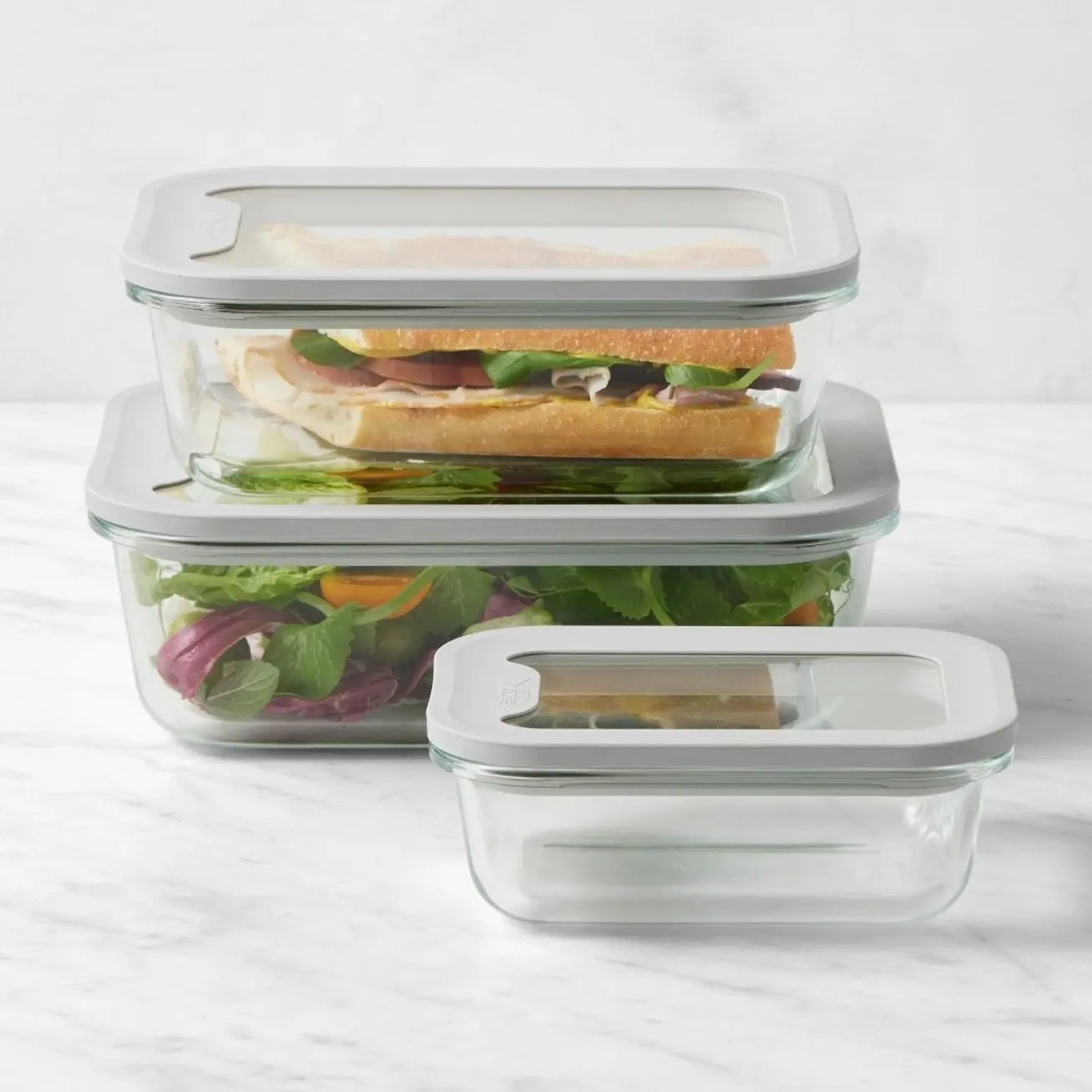 Hold Everything Rectangular Food Storage with Glass Lids, 6-Piece Set