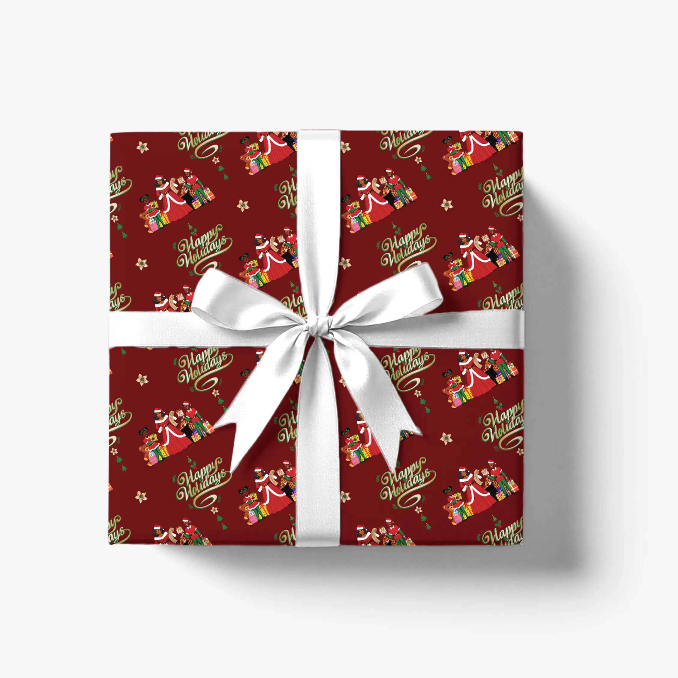 Black Mrs. Claus Christmas Wrapping Paper | Premium 30" × 20' Gift Wrap Roll