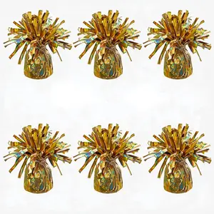 Laser Balloon Weight (6 pieces) - High gloss balloon accessories suitable for parties, weddings, birthdays, and holiday celebrations (gold)