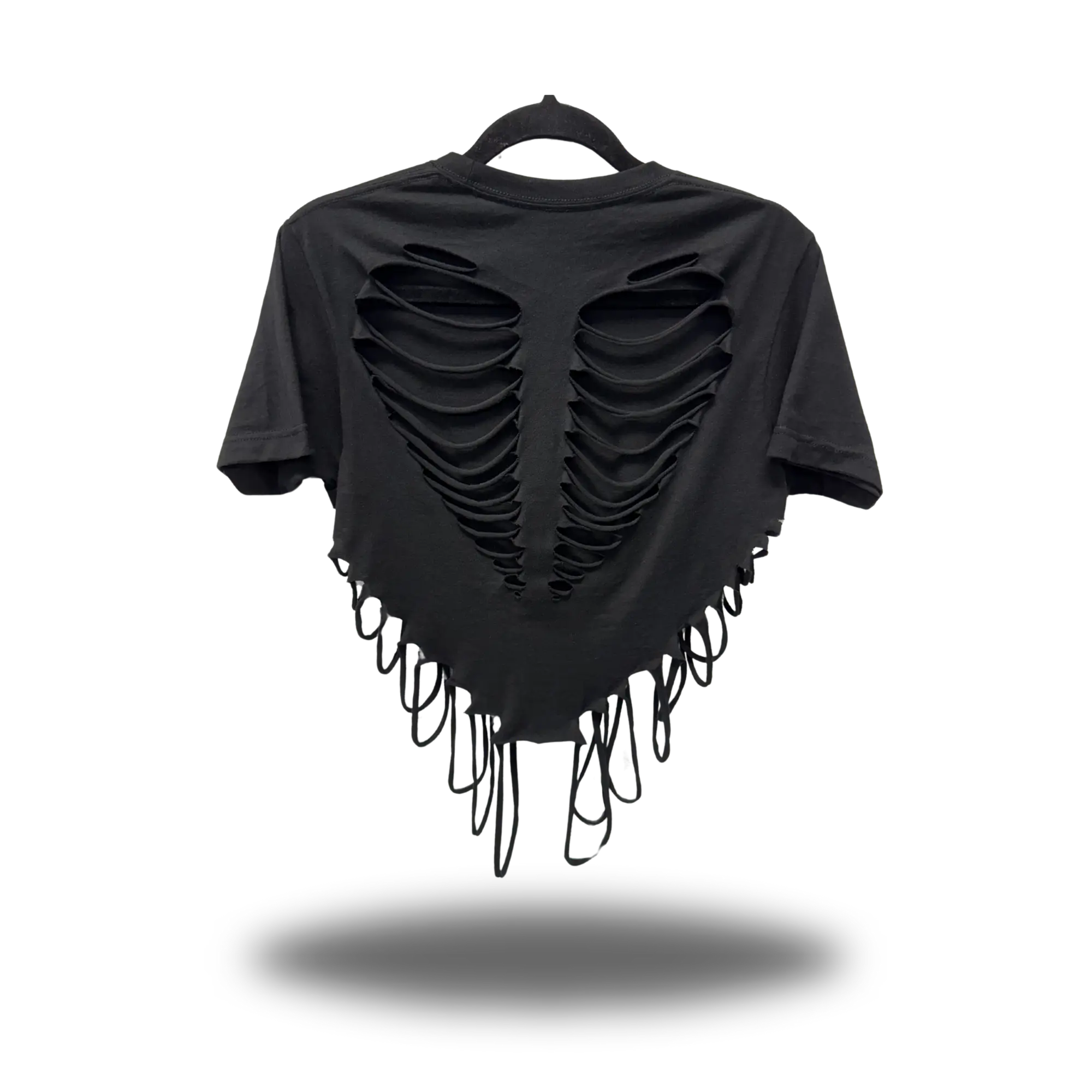 ROAD RASH V CUT HEART BLACK CROP TOP