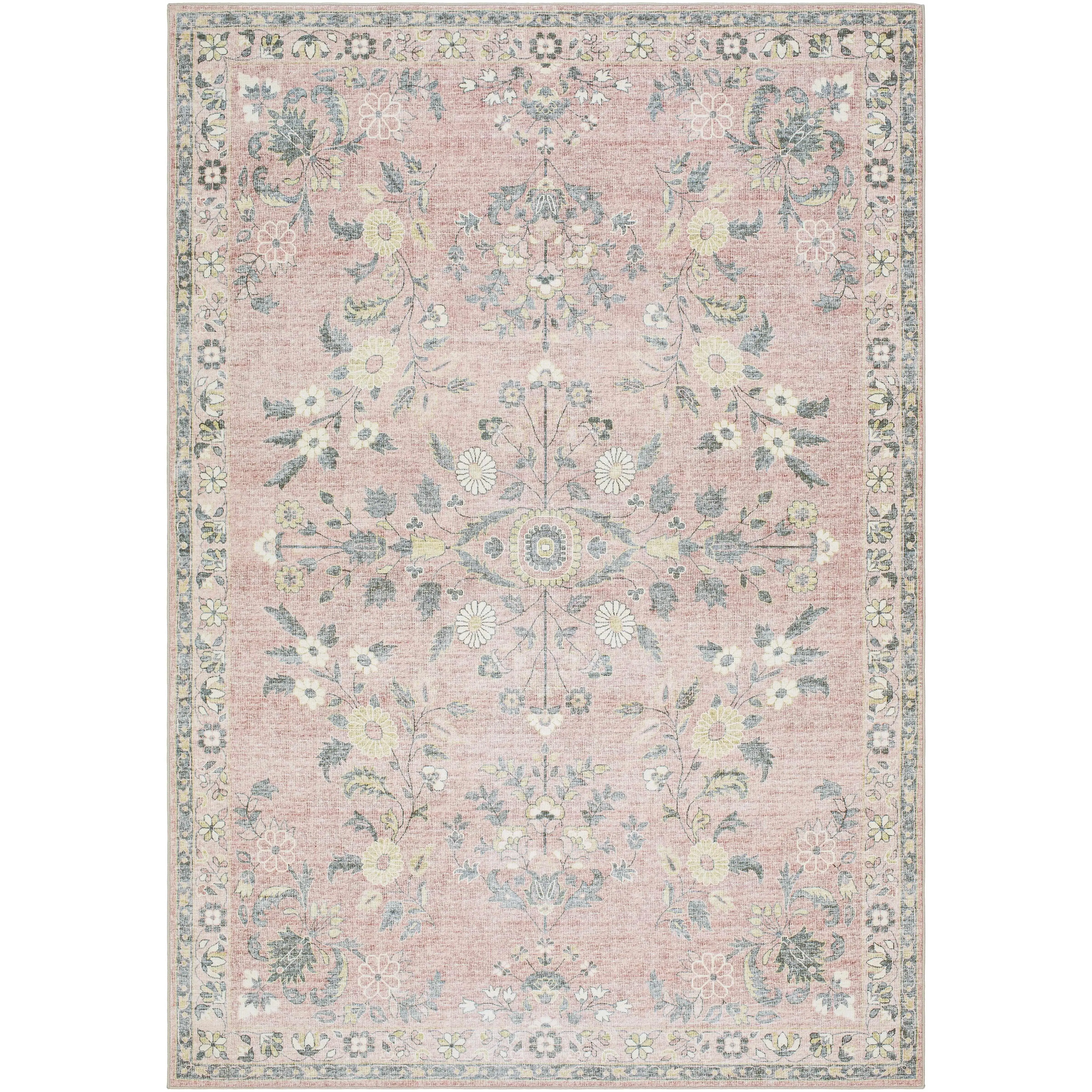 Meyly Pink Washable Area Rug