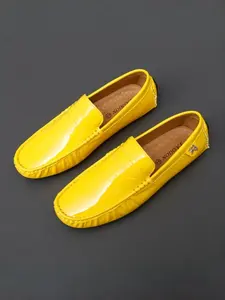 Men's Multi-Color Patent Leather Driving Loafers, Penny Strap Details, Anti-Slip Sole, Business Casual Wear, Comfortable Classic Style, Flat, Slip Resistant Loafers