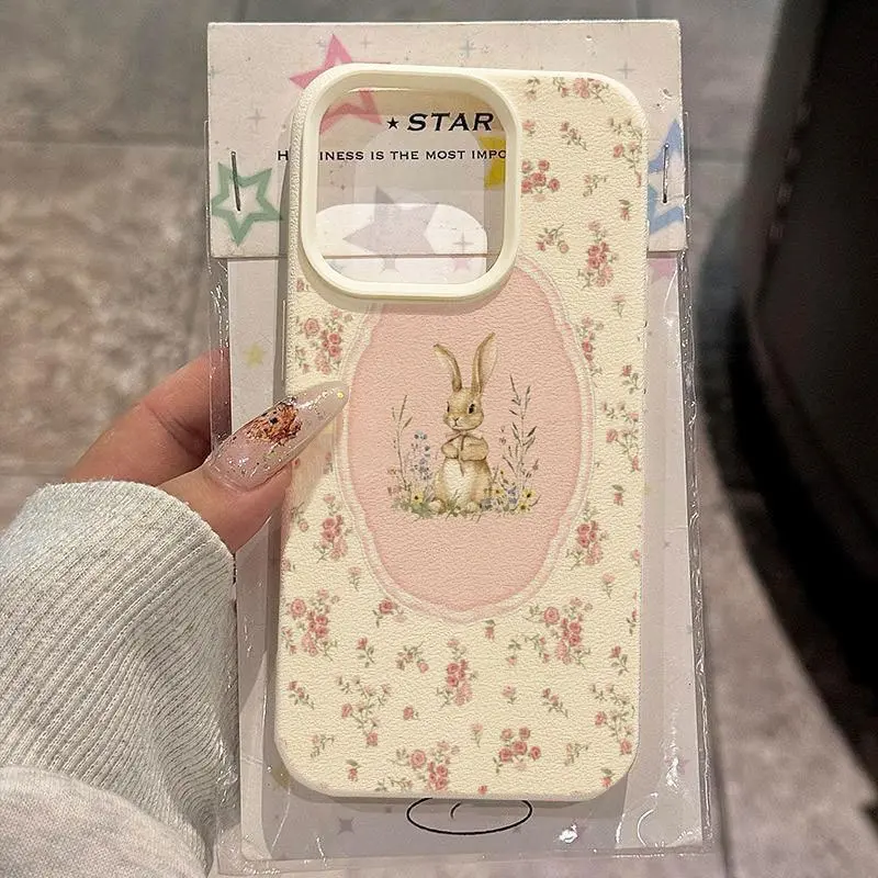 Floral rabbit sweet pattern phone case, suitable for various occasions. Compatible with iPhone 17/16/15/14/13/12/11/X/XS/XSMAX. Can be given as a holiday gift to friends, family, or yourself., Flower, Cover, Accessories, Smartphone