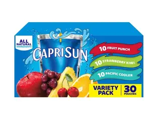 Capri Sun Fruit Punch, Strawberry Kiwi and Pacific Cooler Flavored Juice Drink Blend Variety Pack, 30 ct Box, 6 fl oz Pouches