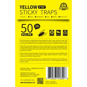 HK Gardening 2pks 50PCS each Sticky Fly Trap Paper Yellow Traps Fruit Flies Insect Glue Catcher