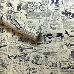 Stick Wallpaper 17.71" X 118" Vintage Newspaper Self Adhesive Paper Peel & Bedroom Livingroom 17.71" X 9.8 ft