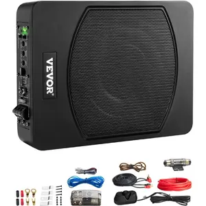 VEVOR 10 400W Underseat Car Subwoofer, Slim Powered Car Subwoofers Under The Seat, Low Profile Audio Sub Built-in Amplifier, High/Low Level Input Volume Controller for SUVs, Car, Truck, RVVEVOR Super Brand Day