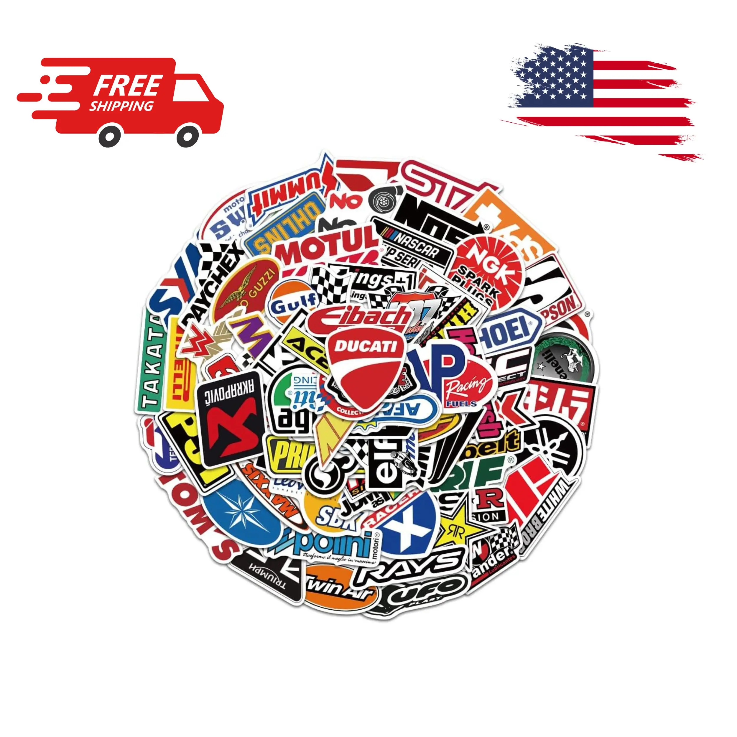 100Pcs Car & Moto Modified Brand Logo Series Sticker Pack Vinyl Stickers