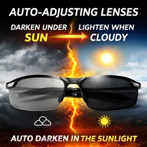 1pcs Sunglasses, Day & Night Vision Protection Glasses, Unisex Photochromic Polarized Fashion Glasses, HD Lens, Anti-Scratch TAC Lens, Zinc Alloy Frame, Casual Sport Style, Ideal Gift .