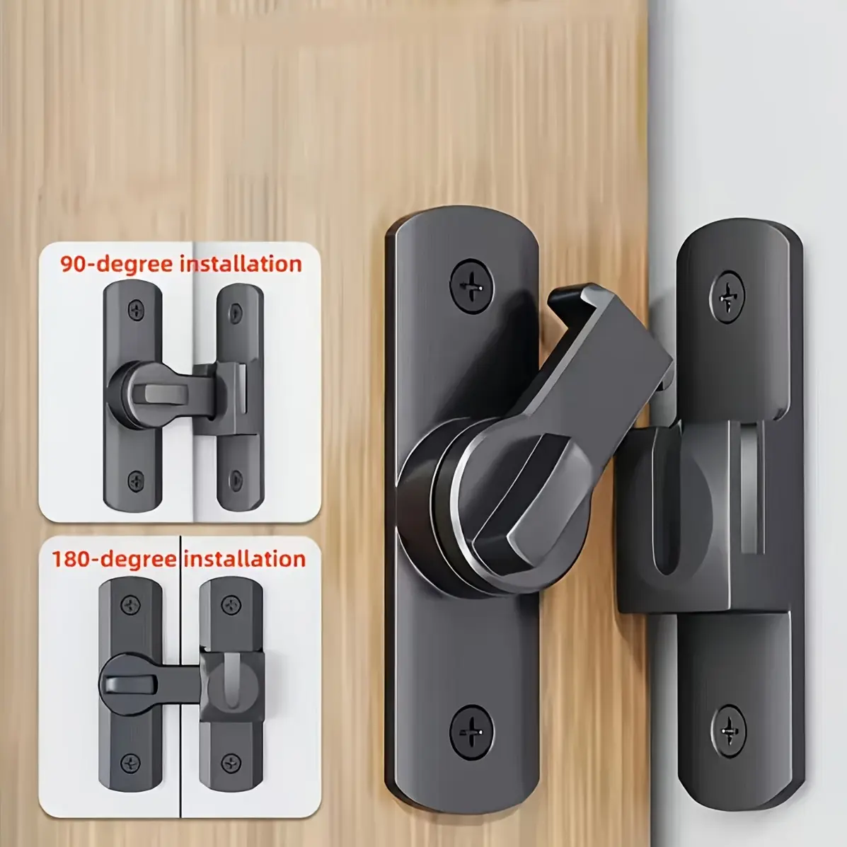 2 sets of sturdy metal deadbolts - 90/180 degree rotating security bolts, suitable for barn doors, sliding doors in bathrooms, garages, bedrooms, cabinets - durable zinc alloy security door locks with anti-pick function High Security Locks Door Hardware