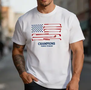 Golf American Flag Vintage Graphic Tee Yankees Champions T-Shirt Oversized Streetwear Unisex Heavy Cotton Patriotic Golf Top