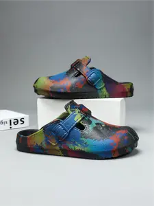 Women's Soft Toe-Cap Slides: Graffiti Print + One-Piece Molding, Home/Outdoor Dual-Use Slides Slipper