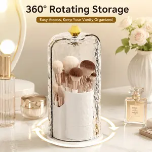 360° Rotating Makeup Organizer Luxury Cosmetic Storage Box Multi-Functional vanity Holder for Lipstick Brushes Skincare Jewelry,vanity&countertop