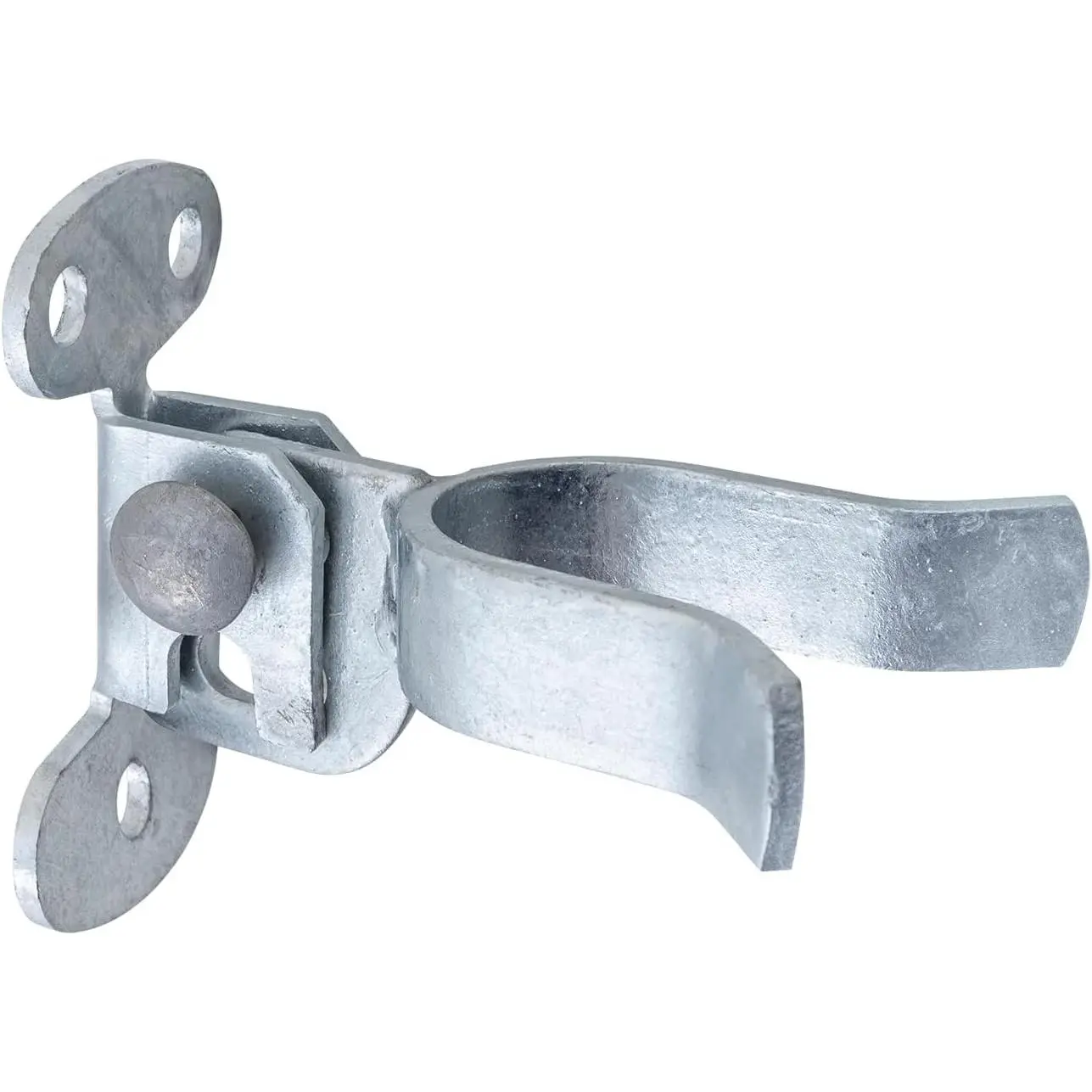 1-5/8" Chain Link Wall Mount Latch,  Wall Mount Gate  Latch for 1-5/8" Gate Frame, Galvanized Steel, with Padlock Hole, Mounts to Wooden Fence  or Wall, 1 count
