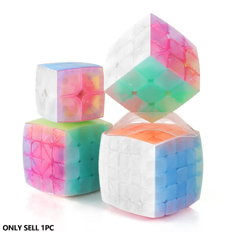 Sengso Speed Cube Set, 2x2 3x3 4x4 5x5 Smooth Jelly Color Cubes, Highly Transparent Puzzle Toy for Kids & Beginners, Speedcube, Rubikscubes