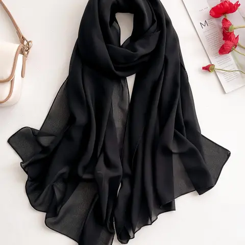 Women's Solid Color Scarf, Fashionable Breathable Lightweight Shawl Wrap for All Seasons, Casual Versatile Scarf for Women & Girls