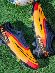 Professional Lace-Up Soccer Cleats for Men Women, Firm Ground Anti-Slip Football Boots, ULTRALIGHT Breathable High-Grip Outdoor Athletic Soccer Shoes for Training Match Competition