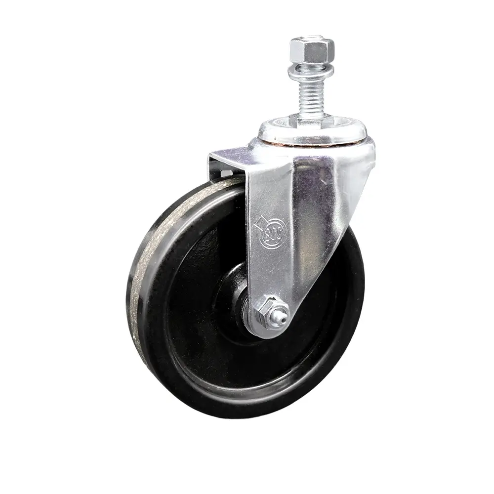 Service Caster SCC-SSTS20S514-PHS-M1215 Commercial Metal Stainless Steel Phenolic Swivel Threaded Stem Caster for Carts, 12 mm Diameter Stem, 5 x 1.25 in Chemical Resistant Black Wheel, Ball Bearing, 300 lbs High Load Capacity