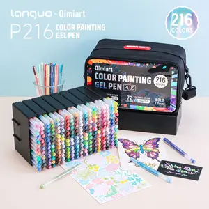 Colorful Drawing Handwriting Pens Set, Art Drawing Supplies, 216 Colors Combination (144 Acrylic + 72 Glitter), High Precision 1.0 Tip, Multi-Material Painting