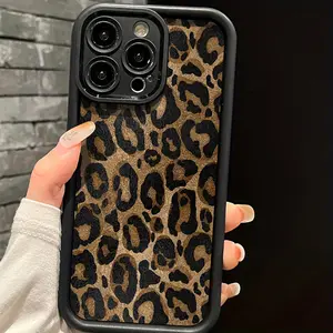 Leopard Print Pattern Case for iPhone 17 16 15 14 Pro Max 13 12 11 Air XR XS Plus Shockproof Full Camera Protection Durable slim Silicone Cover Gifts for women men girls boys
