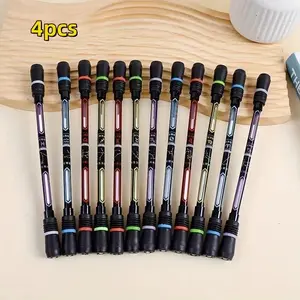 4 Pack of Rotating Pens for Adults and Students, Stress Relief Gel Pens with Non-Slip Grip, Ideal for Creative Work and Study