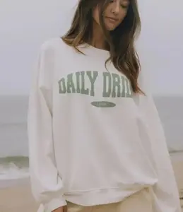 Daily Drills Trendy Black Crew Neck Sweatshirt - Long Sleeve Casual Oversize Women's Graphic Tee for Summer Outfits & Trendy Style - Crewneck Cotton Green