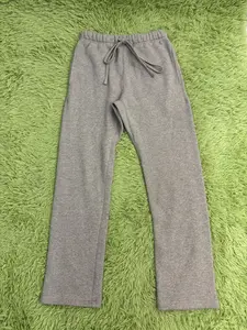 Men Uncuffed Sweatpants Deep Gray Elastic Drawstring Waist with Side Pockets, Comfortable Casual Streetwear for Daily Outings, Gym and Everyday Wear
