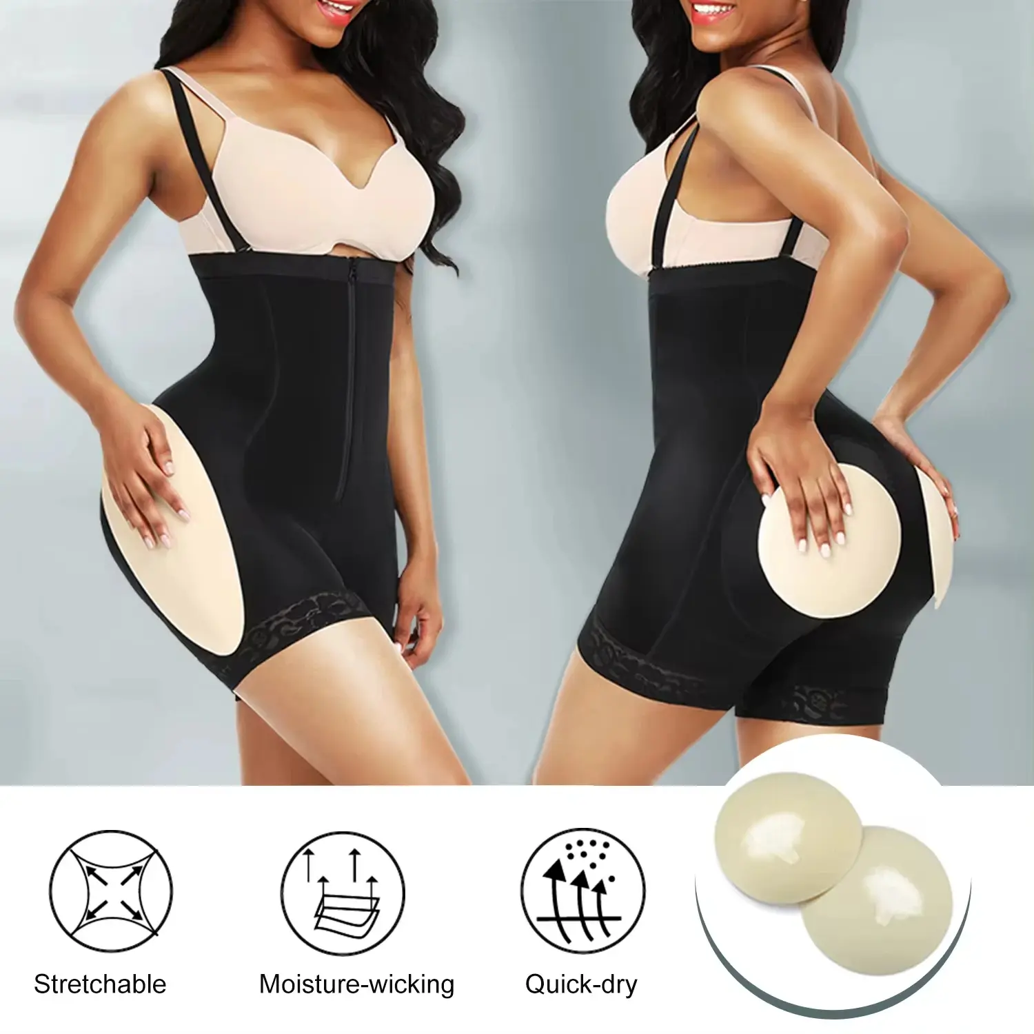 (New)Hip Enghancer 4 Pads Body Shaper Sheath Tummy Control Butt Lifter Girdle High Waist Padded Shapewear Fajas Colombianas